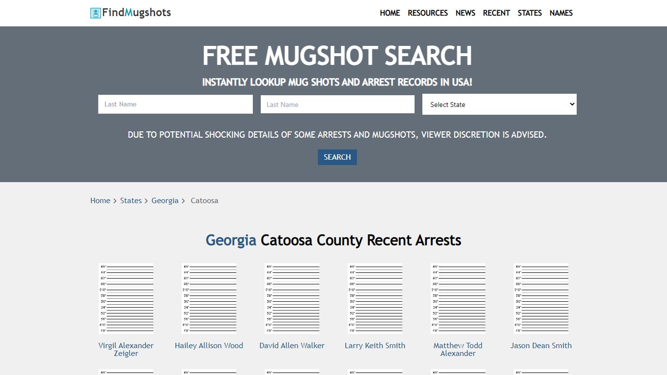Find Catoosa Georgia Mugshots - Find Mugshots